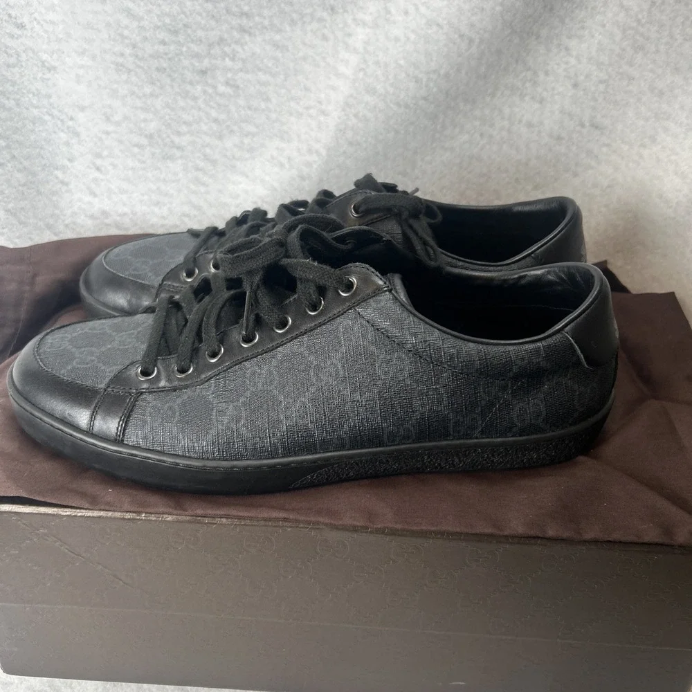 Gucci BROOKLIN Low Top Sneakers Black GG Monogram US Men's 11 (Marked 9) 11
